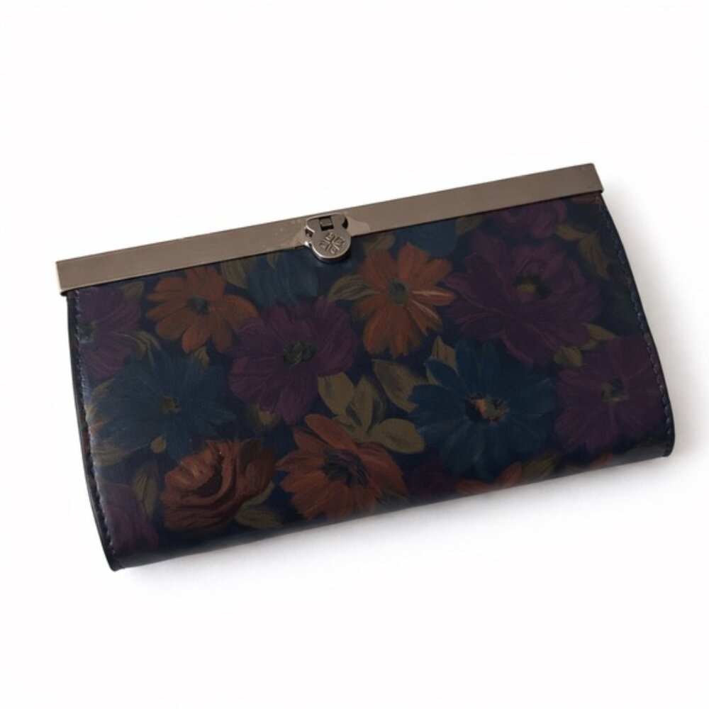 Patricia Nash Floral Peruvian Painting Framed Cauchy RFID Clutch Wallet Black